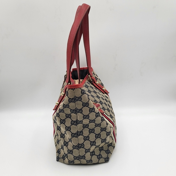 Gucci GG Canvas Jolicoeur Tote Bag Red Blue Sherry Line w/COA..*RARE* - Picture 6 of 17